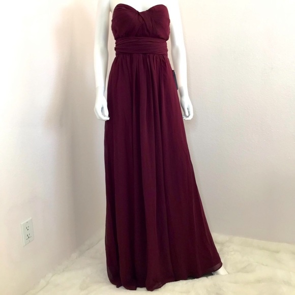 New NWT Birdy Grey “Grace” Convertible Chiffon Gown Maxi Dress Cabernet Burgundy - Picture 10 of 16